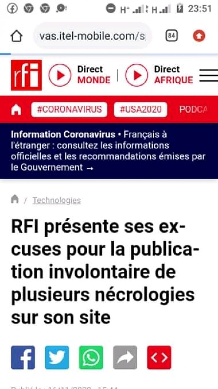 FRANCE INTERNATIONAL RADIO APOLOGIZED ABOUT FAKE NEWS